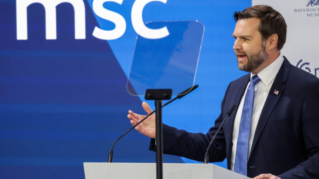 Vice-Presidente de los Estados Unidos de América J.D.Vance en la Conferencia de Seguridad pasada.
