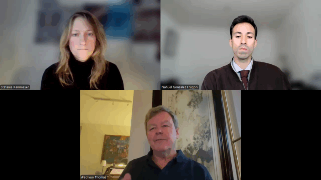 Bilat im Gespräch mit Thomas Schäfer. Nahuel Gonzalez Frugoni und Stefanie Kammeyer